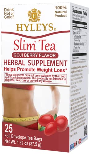 Hyleys Slim Tea Goji Berry Flavor - Weight Loss Herbal Supplement Cleanse and Detox 