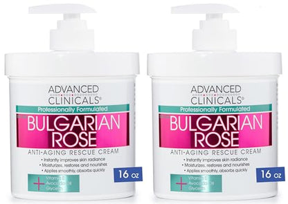 Advanced Clinicals Bulgarian Rose Anti Aging Vitamin E Moisturizer Body Lotion & Face 