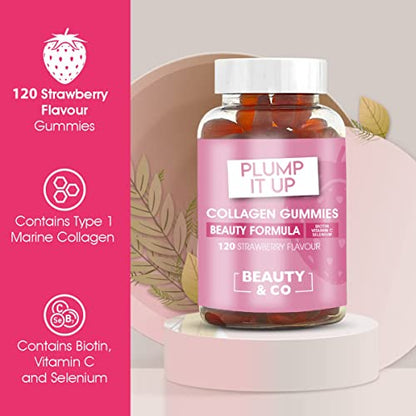 Beauty & Co Collagen Gummies by - 120 Marine Collagen Gummies with Biotin, Vitamin C & Selenium (120)