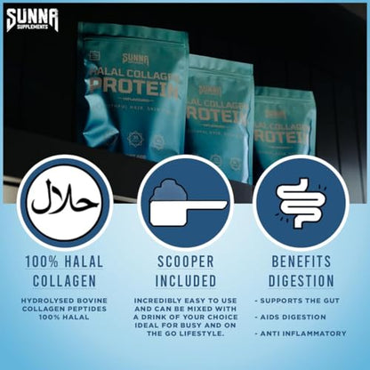 SUNNA SUPPLEMENTS - Halal Bovine Collagen Protein Powder for Hair, Skin, Nails and Joints