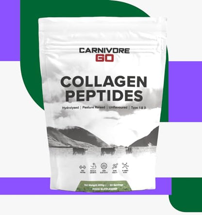 Carnivore Go Grass Fed Bovine Collagen Powder - 400g Hydrolysed Type 1 & 3