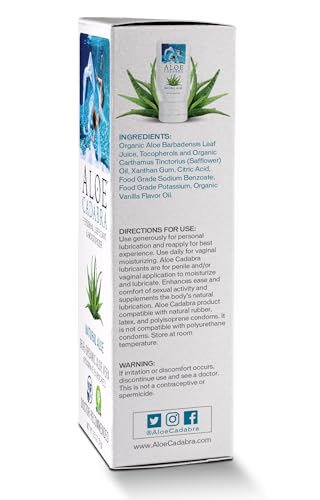 Aloe Cadabra Natural Water Based Personal Lube, Organic Lubricant for Her, Him & Couples, Unscented