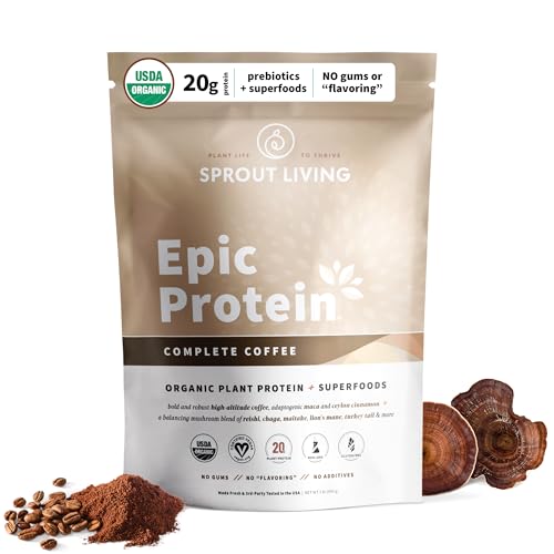 Sprout Living, Epic Protein, Plant Based Protein & Superfoods Powder, Complete Coffee