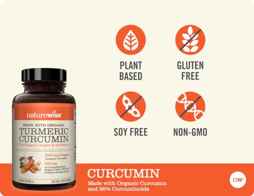 NatureWise Curcumin Turmeric 2250mg 95% Curcuminoids & BioPerine Black Pepper