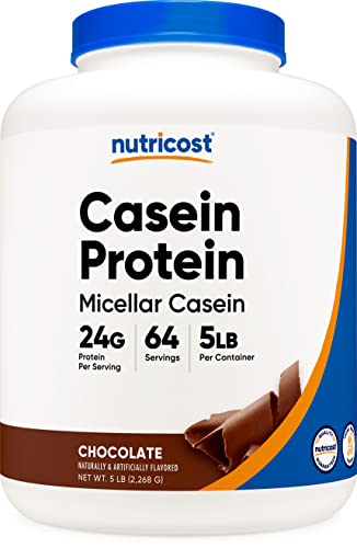 Nutricost Casein Protein Powder 5lb Chocolate - Micellar Casein, Gluten Free, Non-GMO