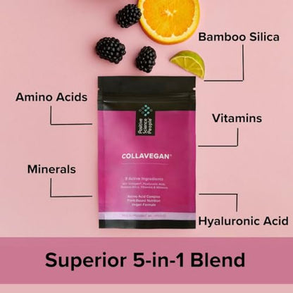 Unique Vegan Collagen Supplement with 18 Amino Acids, Hyaluronic Acid, Bamboo Silica, Biotin, Vitamins