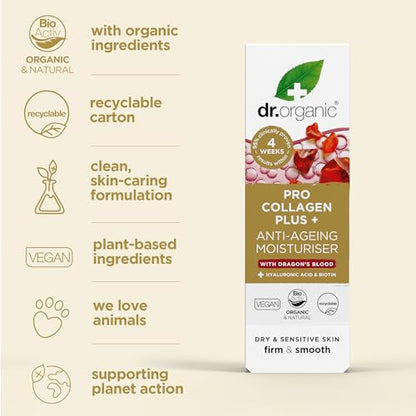 Dr Organic, Organic Pro Collagen with Dragons Blood, Natural, Vegan, Cruelty Free, Paraben & SLS Free, 50ml