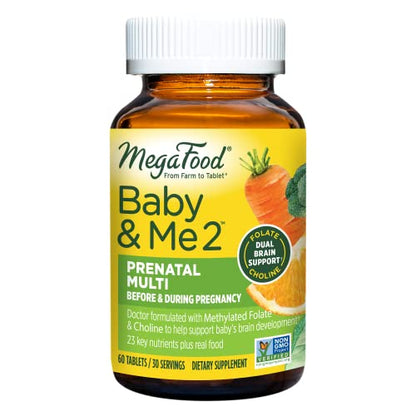 MegaFood Baby & Me 2 Prenatal Vitamin and Minerals - Vitamins for Women - with Folate