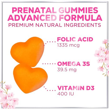 Hello Lovely! Prenatal Gummy Vitamins w/Folic Acid & DHA, Womens Prenatal Multivitamin