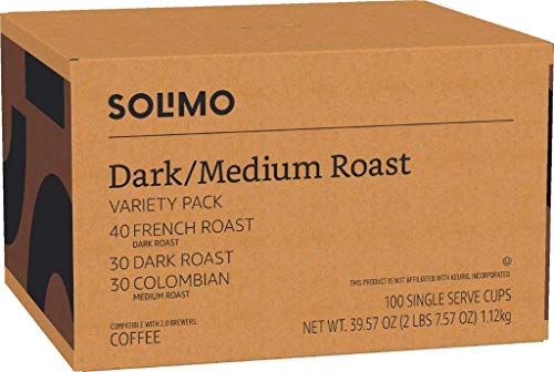 Amazon Brand - Solimo Coffee Pods, Assorted pack (French, Dark, Colombian)