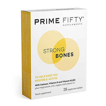 Prime Fifty Strong Bones Supplements – 28 Multivitamin Tablets with Calcium, Magnesium