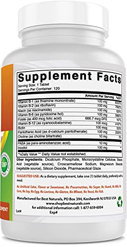 Best Naturals B-100 Complex for adults, 120 Tablets