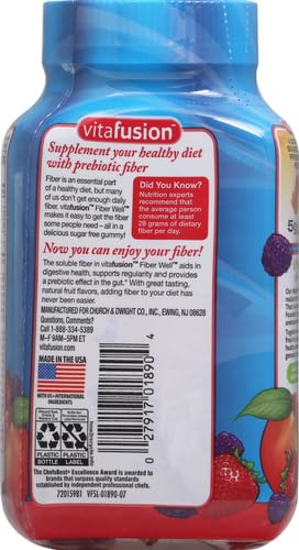 Vitafusion Fiber Well Sugar Free Fiber Supplement, Peach, Strawberry And Blackberry