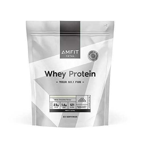 Amazon Brand - Amfit Nutrition Whey Protein Powder, White Chocolate Flavour, 33 Servings, 1 kg