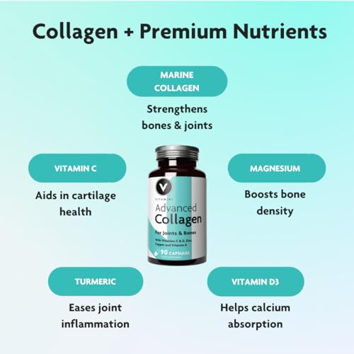 Premium Advanced Collagen Complex for Joint and Bone Health – High Strength Marine Collagen with Vitamin D3, Zinc, and Copper