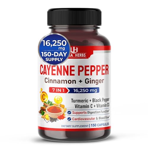 Cayenne Pepper 7 IN 1 - 16,250mg - with Ginger, Turmeric, Cinnamon, Black Pepper 