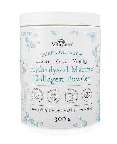 Vitazam Pure Marine Collagen Powder - 100% Hydrolysed Collagen Peptides for Hair Skin and Nails