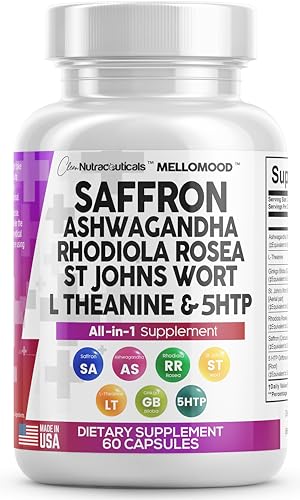 Clean Saffron Supplements with Ashwagandha 8000mg - Mood Support with L-Theanine 