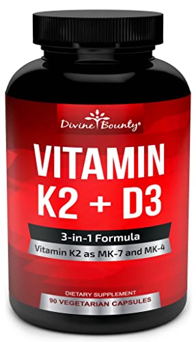 Vitamin K2 (MK7 & MK4) with D3 Supplement - Vitamin K & D as MK-7 100mcg, MK-4 500mcg