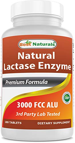 Best Naturals Fast Acting Lactase Enzyme Tablet, 3000 Fcc Alu, 180 Count 