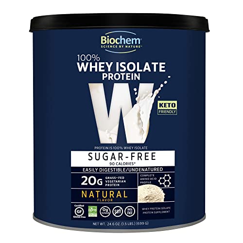 Biochem 100% Whey Sugar-Free Natural 20g, 24.6oz, Certified Vegetarian, Certified Gluten