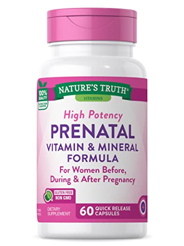 Prenatal Vitamins With Folic Acid | 60 Capsules | Non-GMO & Gluten Free Supplement