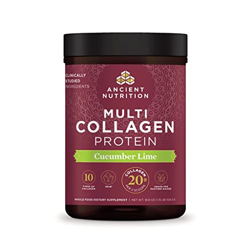 Ancient Nutrition Collagen Powder Protein, Multi Collagen Protein, Cucumber Lime, Hydroly