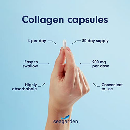 Seagarden Marine Collagen Capsules + Vitamin C | Collagen Peptides (Type I & III)