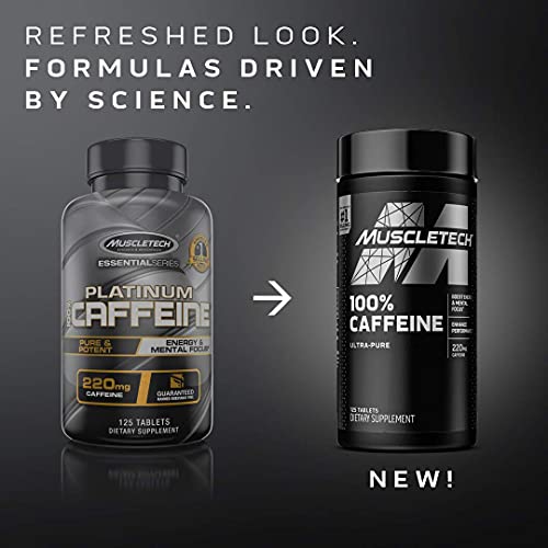 Caffeine Pills, MuscleTech 100% Caffeine Energy Supplements, PreWorkout