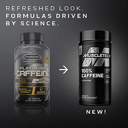 Caffeine Pills, MuscleTech 100% Caffeine Energy Supplements, PreWorkout