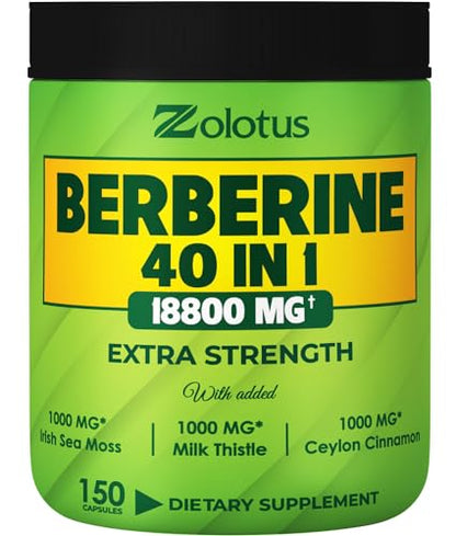 Zolotus 18800mg Berberine Supplement 40 in 1, with Sea Moss, Cinnamon, Milk Thistle