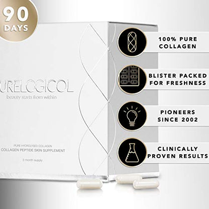 Collagen Supplement, Best Hydrolysed Collagen Peptides, 3 Months Supply for Younger Looking Skin