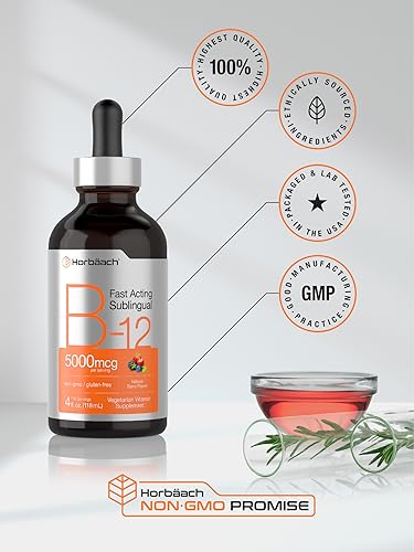 B-12 | 5000mcg | 4oz | Natural Berry Flavor Fast-Acting Sublingual Liquid Vitamin