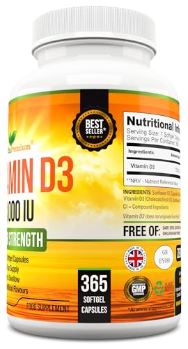 Vitamin D 4,000 IU Softgels, Maximum Strength Vitamin D3 Supplement, 365 Easy to Swallo