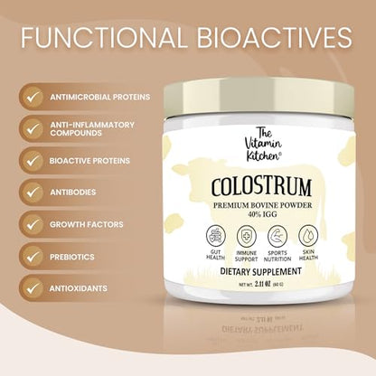 Bovine Colostrum Powder Supplement (40% IgG + No Fillers) Supports Gut