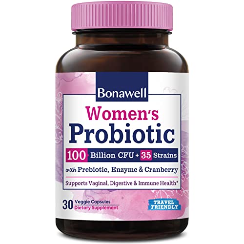 Bonawell Probiotics for Women 100B, with Organic Prebiotic, Cranberry for Feminine Health