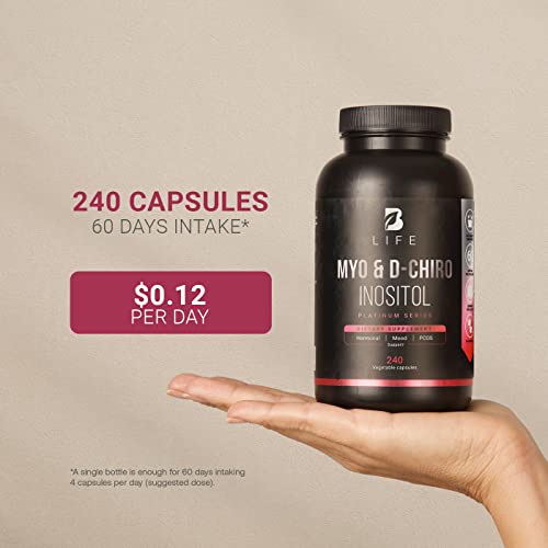 Myo-Inositol & D-Chiro Inositol by B Life - 240 Capsules | Made in USA | 40:1 Ratio