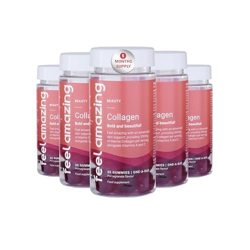 Collagen Gummies with Vitamins A and C, 500mg of Marine Collagen Per Serving, Advanced Skin Support,