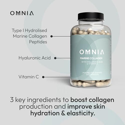 Omnia Marine Collagen Capsules 2400mg for Women & Men with Type I Collagen