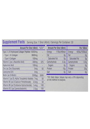 Sunberg Collagen Liquid Shots - 10000mg Collagen Supplement Type I,II,III Hyaluronic Acid