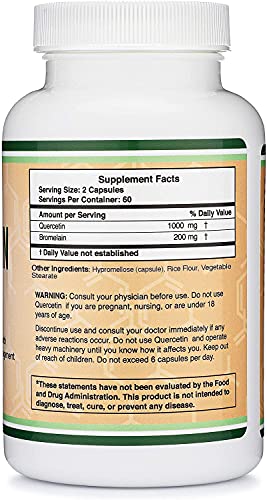 Quercetin with Bromelain - 120 Count (1,200mg Servings) Immune Health Capsules