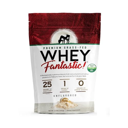 Whey Fantastic - Unflavored - 100% Natural Grass Fed Whey Protein Powder - Unique 3