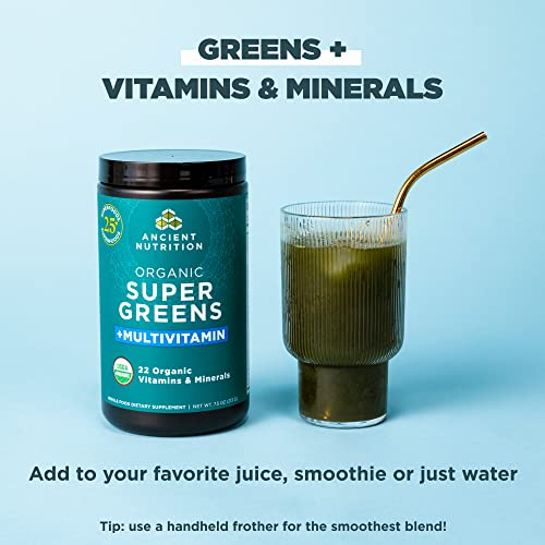 Ancient Nutrition Organic SuperGreens and Multivitamin Powder with Probiotics