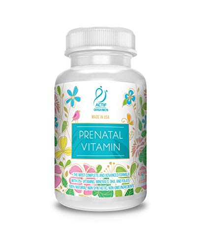 ACTIF Organic Prenatal Vitamin with 25+ Organic Vitamins, 100% Natural, DHA, EPA, Omega 3