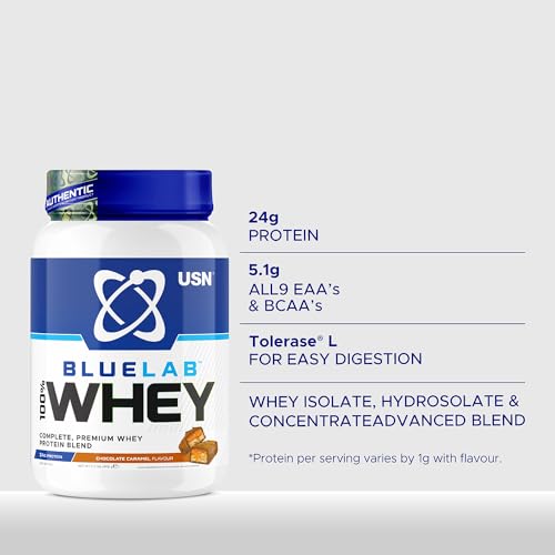 USN Blue Lab Whey Protein Powder: Chocolate Caramel - Whey Protein 2kg - Post-Workout