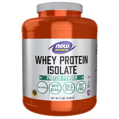 NOW Sports Nutrition, Whey Protein Isolate, 25 g With BCAAs, Unflavored Powder