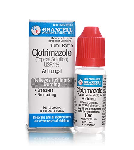 Graxcell Clotrimazole 1% Antifungal Topical Solution for Athlete's Foot, 0.33 Fluid Ounce 