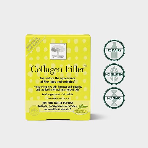 New Nordic Skin Care Collagen Filler 60 Tablets - Reduce The Formation of Wrinkles with Marine Collagen