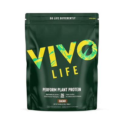 Vivo Life Perform Raw Cacao Flavour Vegan Protein Powder - BCAA Pea & Hemp Blend