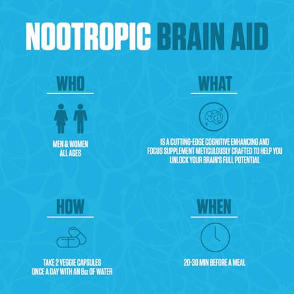 Nootropic Brain Aid | #1 Rated Focus & Memory Supplement | Improve Concentration